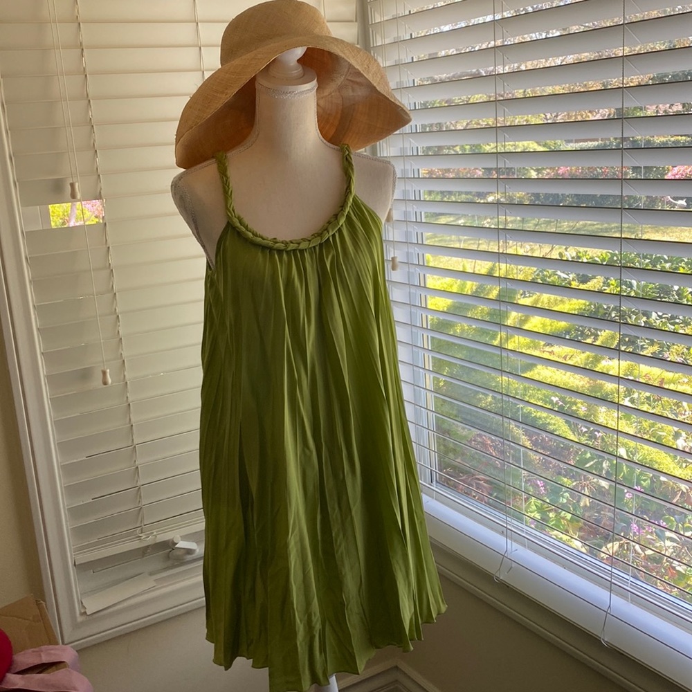 Green Pleated Vacation/Summer Dress - ABS